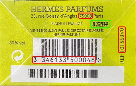 Hermes perfume by batch code